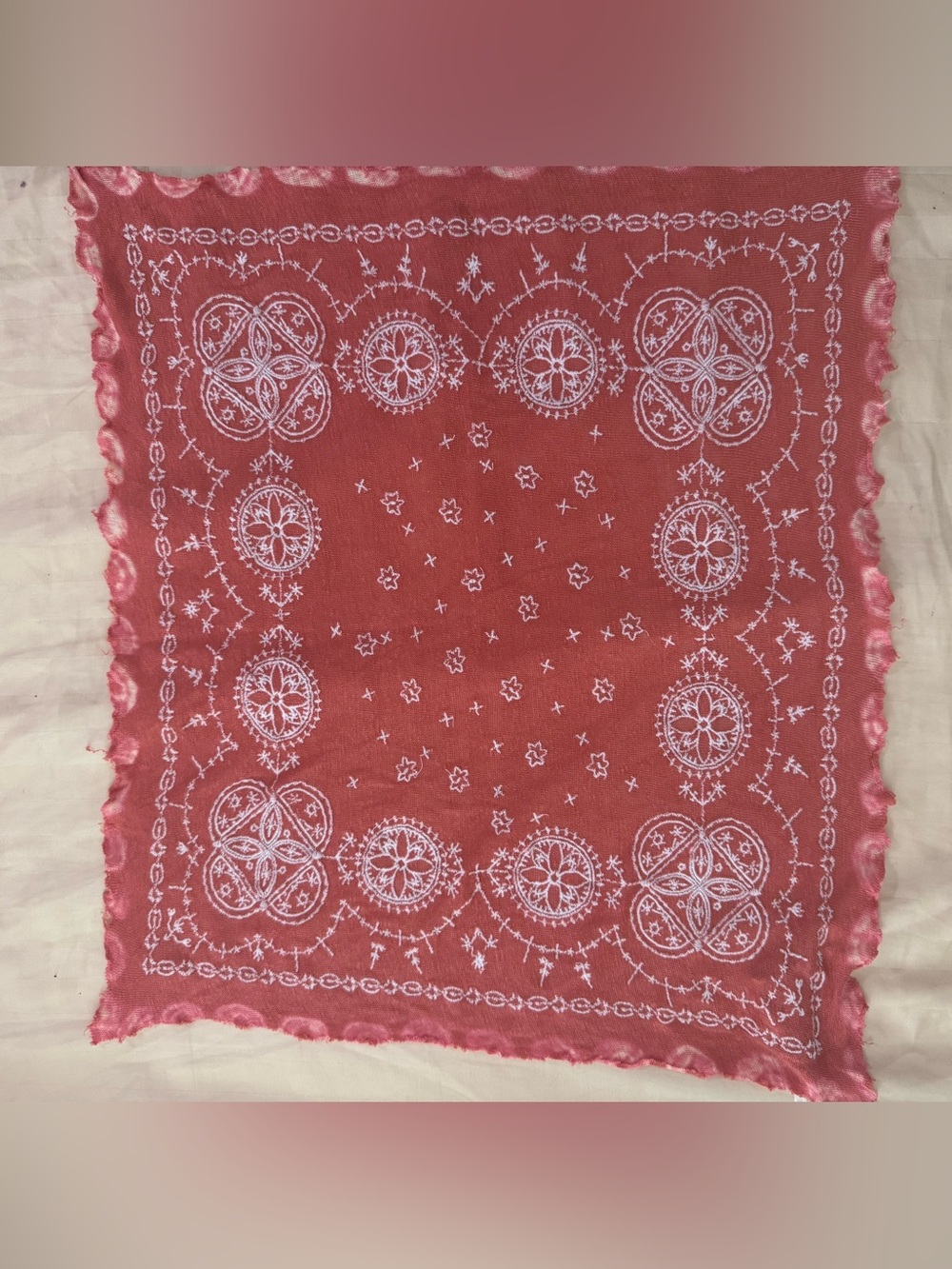 Free people Embroidered Linen Knit Bandana - 18” x 16”